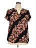 Maurices 100% Polyester Floral Black Short Sleeve Blouse Size XXL - photo 1
