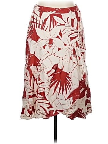 Madewell Linen-Blend Ruffle-Wrap Midi Skirt in Tropical Vacation (view 1)