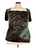 Worthington Animal Print Teal Short Sleeve Top Size 3X - photo 1
