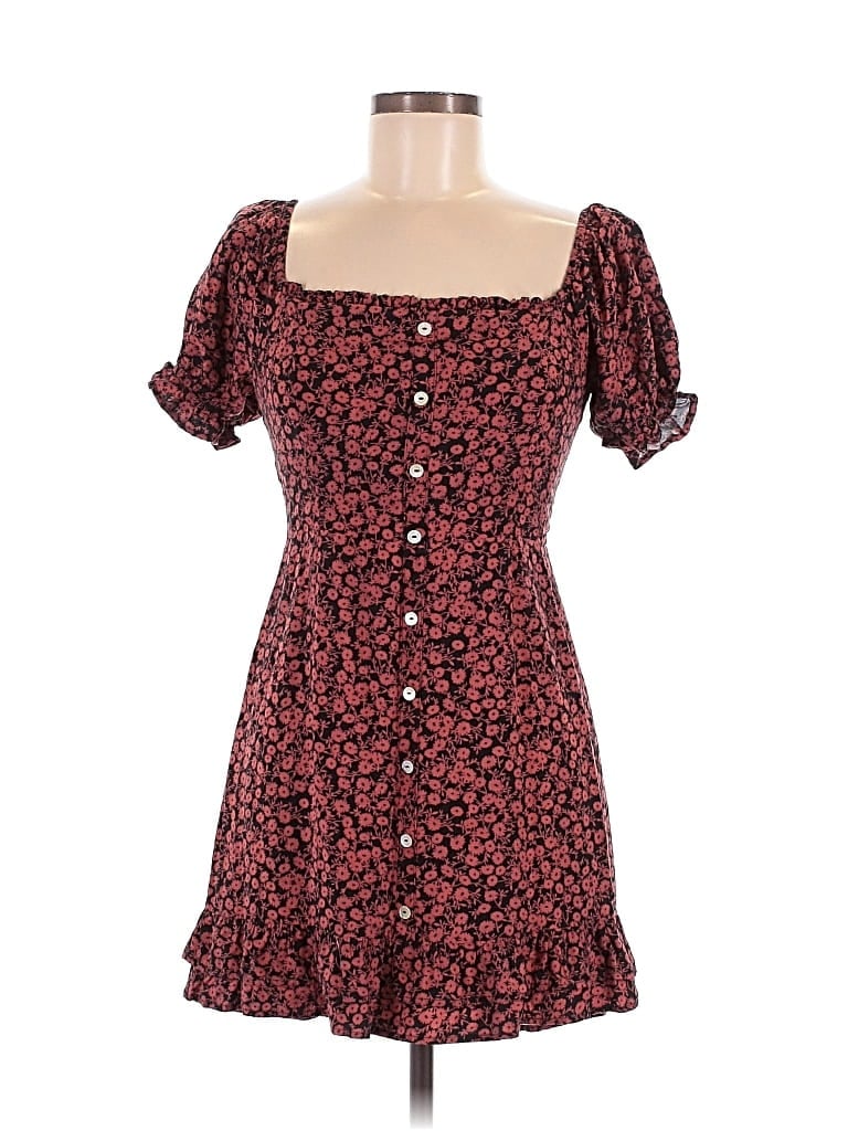 Pre-owned Lost + Wander Casual Dress In Burgundy
