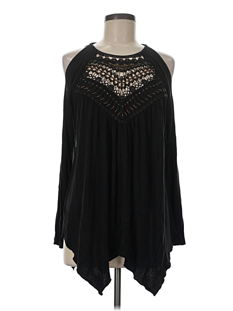 Pre-owned Venus Long Sleeve Blouse In Black