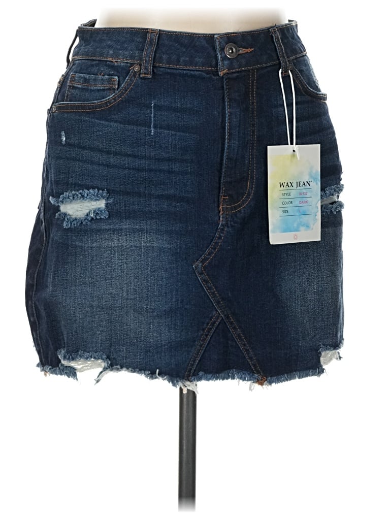 Pre-owned Wax Jean Denim Skirt In Blue