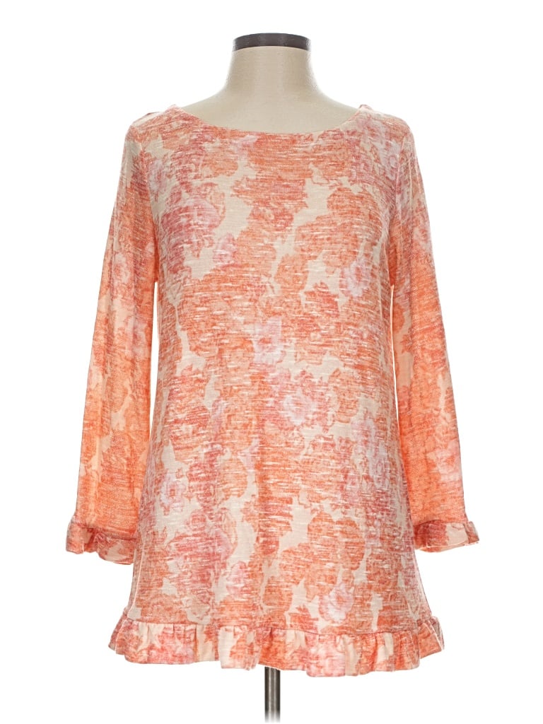 Rose + Olive 3/4 Sleeve Blouse In Orange