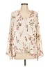 Lush 100% Polyester Ivory 3/4 Sleeve Blouse Size L - photo 1