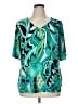 Susan Graver Teal Short Sleeve Blouse Size 1X - photo 1