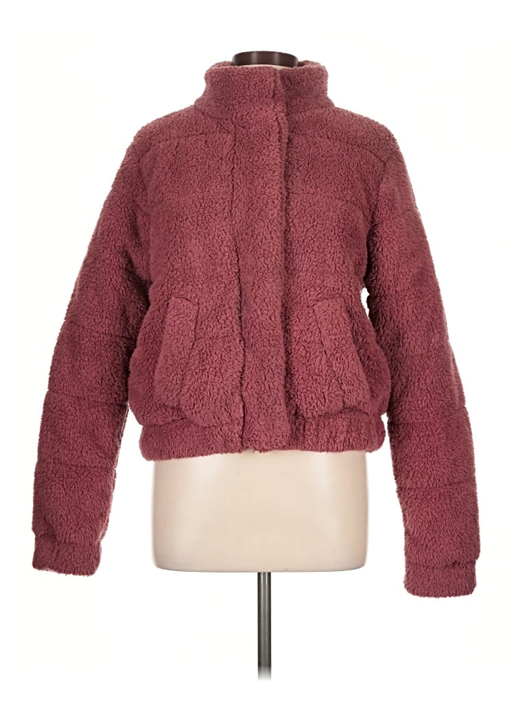 Pre-owned Ci Sono Faux Fur Jacket In Burgundy