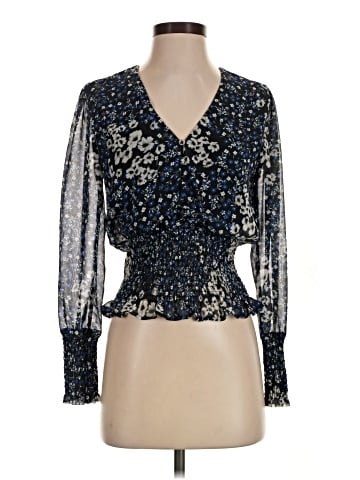 Aqua Long Sleeve Blouse (view 1)