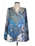 Chico's 100% Polyester Paisley Blue Long Sleeve Blouse Size Lg (2) - photo 1