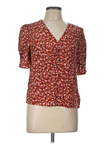 Madewell Silk Button-Sleeve Top in Spring Prairie (view 1)