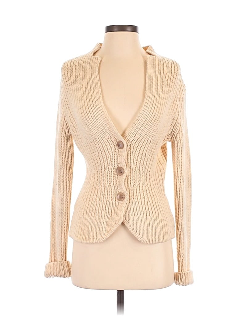 Pre-owned Jcrew Wool Cardigan Sweater In Tan