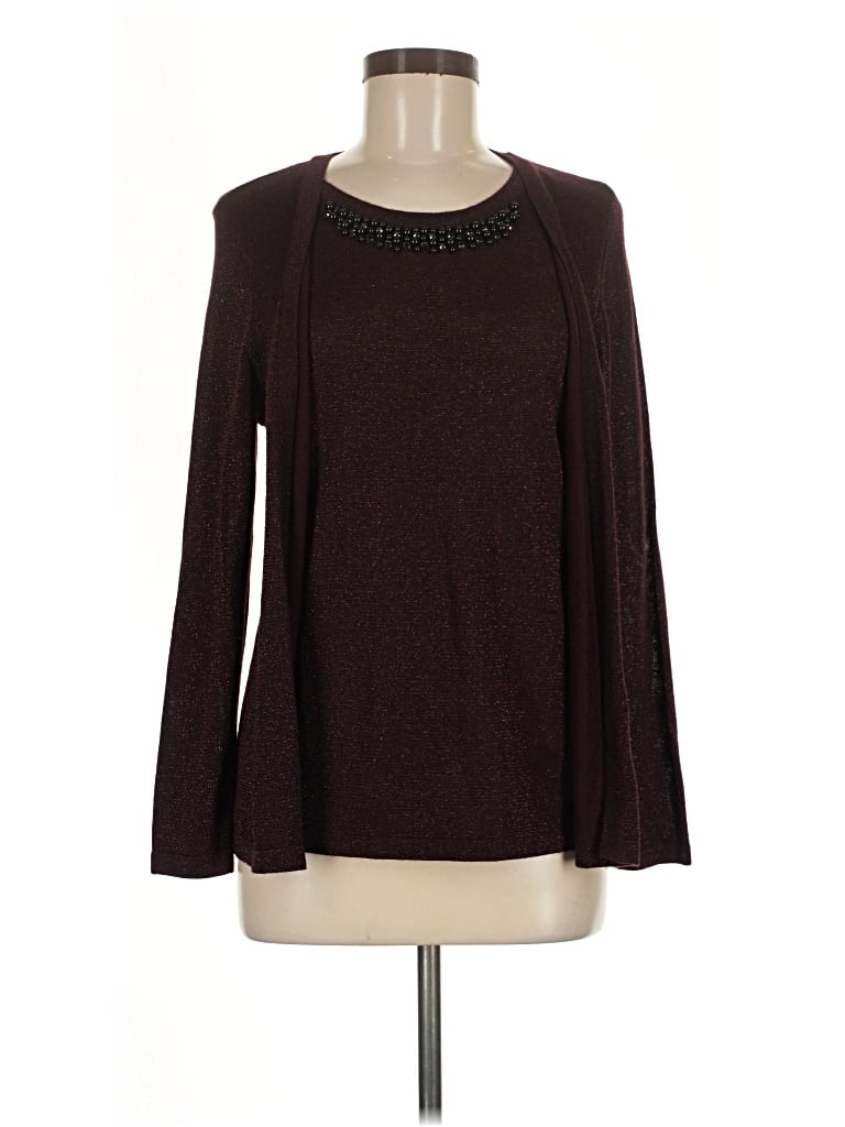 Pre-owned Ny Collection Pullover Sweater In Burgundy