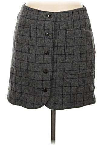 Madewell Wool Button-Front Mini Skirt in Windowpane (view 1)