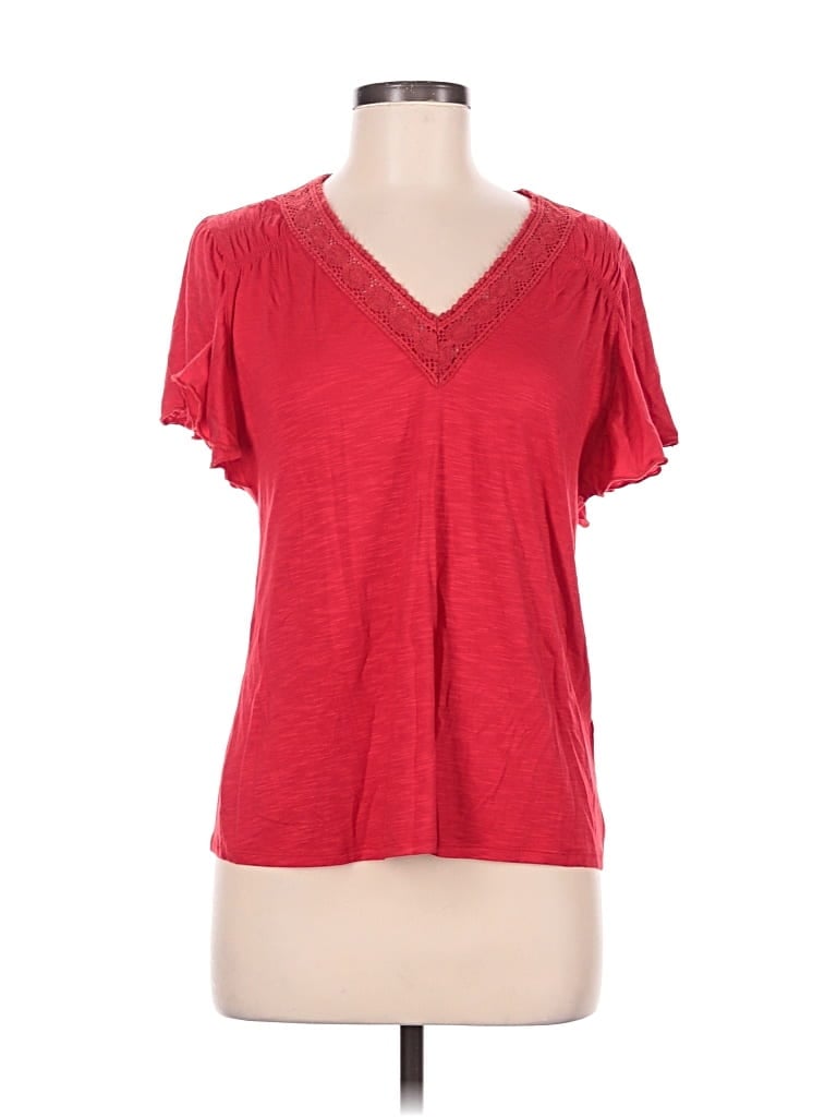 Pre-owned Chenault Short Sleeve Top Red V-neck Tops