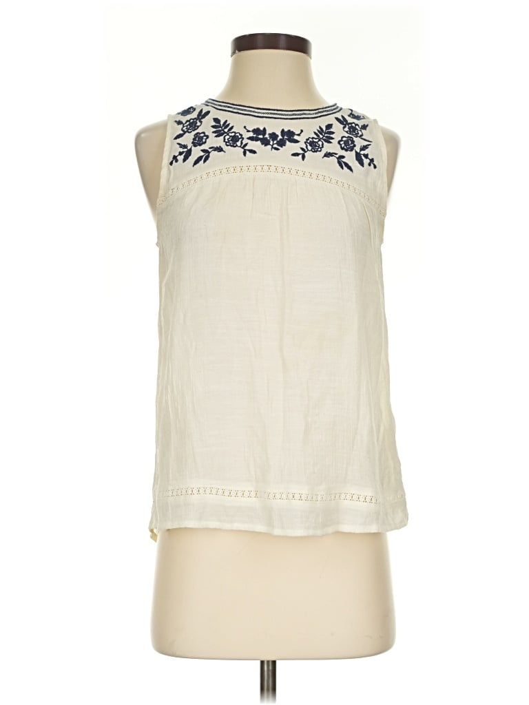 Pre-owned E&m Collection Sleeveless Blouse In Ivory