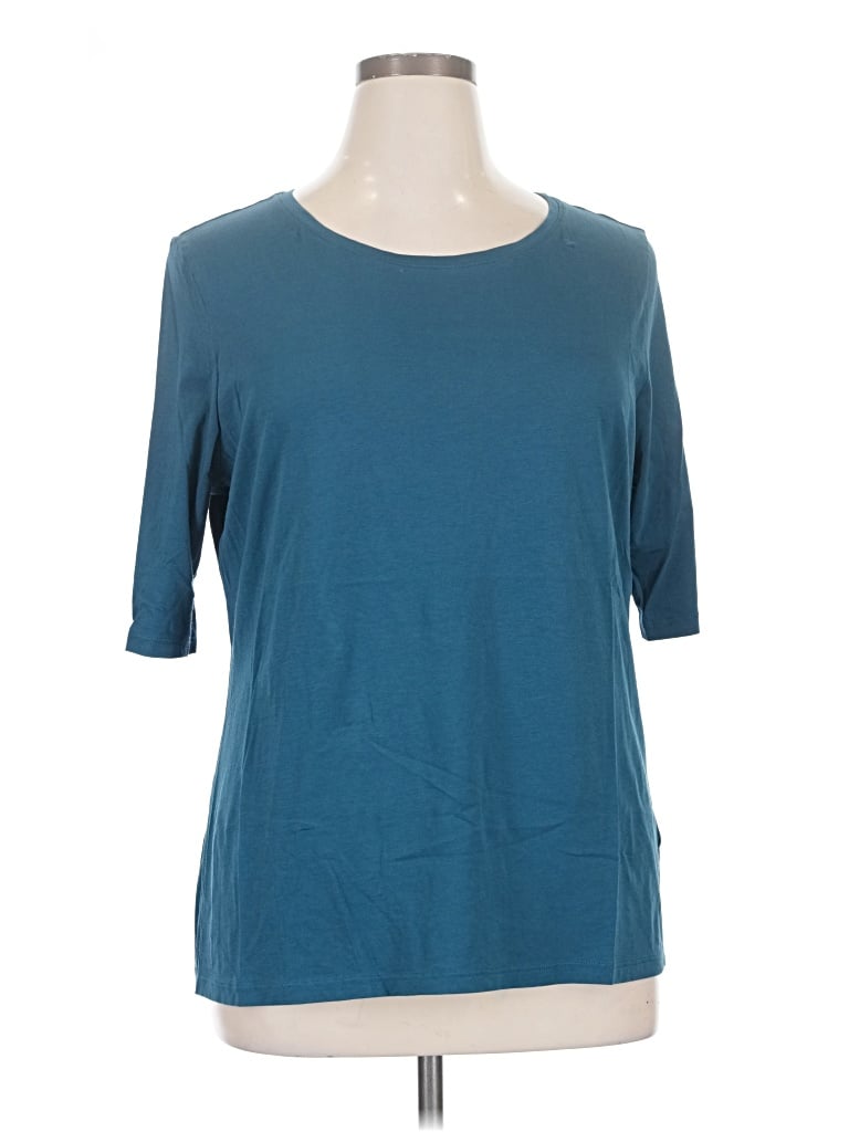 Pre-owned Peruvian Connection 3/4 Sleeve T-shirt In Teal