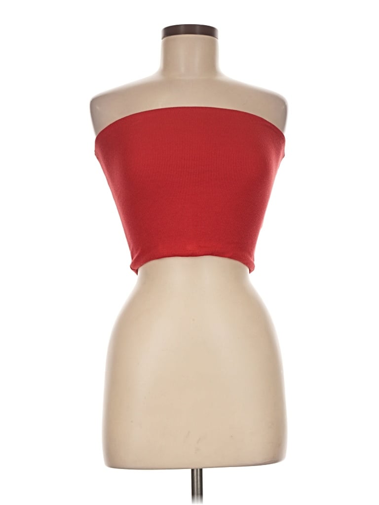 Pre-owned John Galt Sleeveless Top Red Strapless Neckline Tops