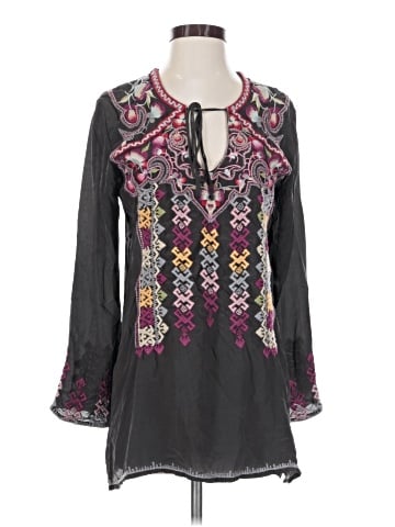 Johnny Was 3/4 Sleeve Silk Top (view 1)
