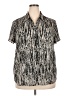 Fred David Animal Print Silver Short Sleeve Blouse Size 2X - photo 1