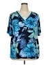 Susan Graver Tropical Blue Short Sleeve Blouse Size 2X - photo 1