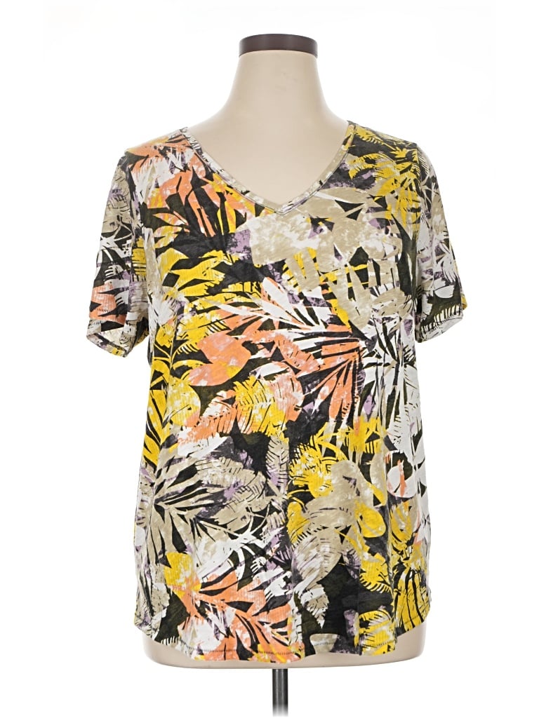 Pre-owned Evri Short Sleeve Blouse In Yellow
