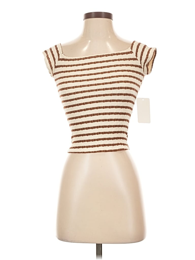 Pre-owned Gaze Tube Top Brown Strapless Neckline Tops