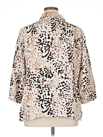 JM Collection 3/4 Sleeve Button-Down Shirt (view 2)