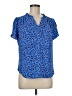 41Hawthorn 100% Polyester Animal Print Blue Short Sleeve Blouse Size Med Petite - photo 1