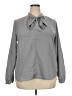 Lands' End 100% Polyester Gray Long Sleeve Blouse Size 18 - photo 1