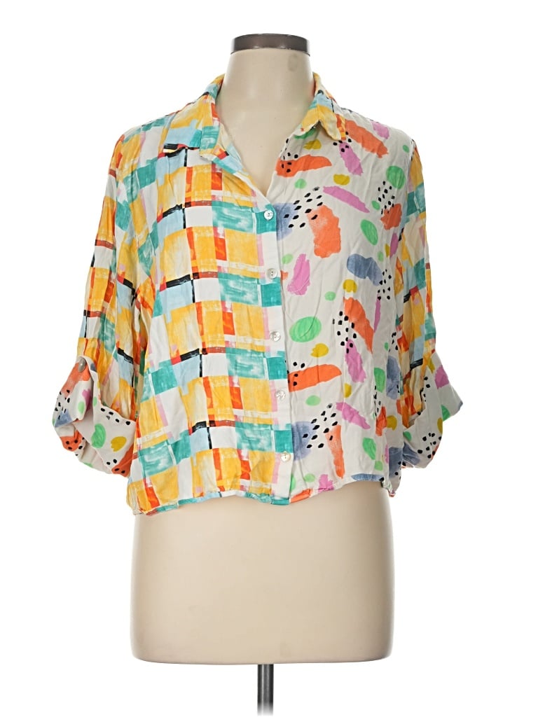 Pre-owned Assorted Brands Short Sleeve Blouse In Yellow