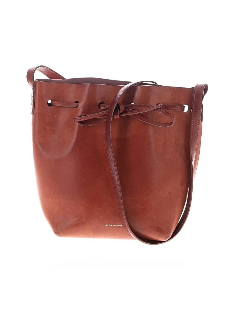 Pre-owned Mansur Gavriel Leather Bucket Bag In Brown