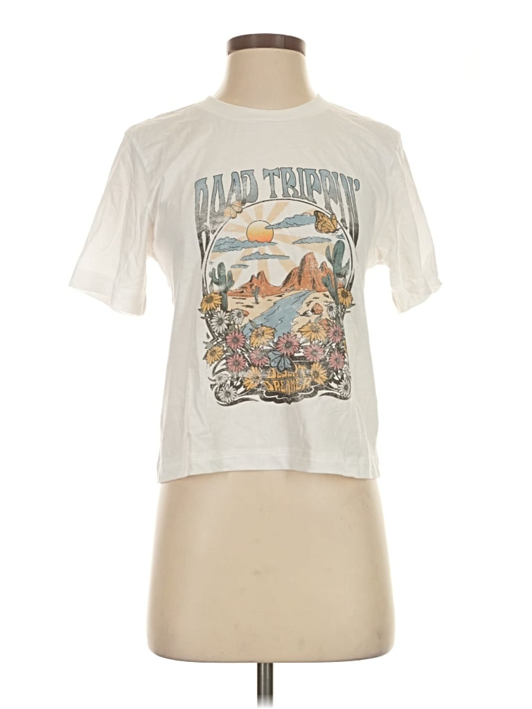 Pre-owned Canvas Short Sleeve T-shirt In Ivory