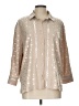 Como Black 100% Polyester Metallic Tan 3/4 Sleeve Blouse Size L - photo 1