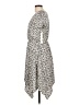 Aqua 100% Polyester Paisley Gray Casual Dress Size L - photo 5