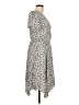 Aqua 100% Polyester Paisley Gray Casual Dress Size L - photo 4