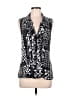 MESMERIZE 100% Spandex Black Sleeveless Button-Down Shirt Size M - photo 1