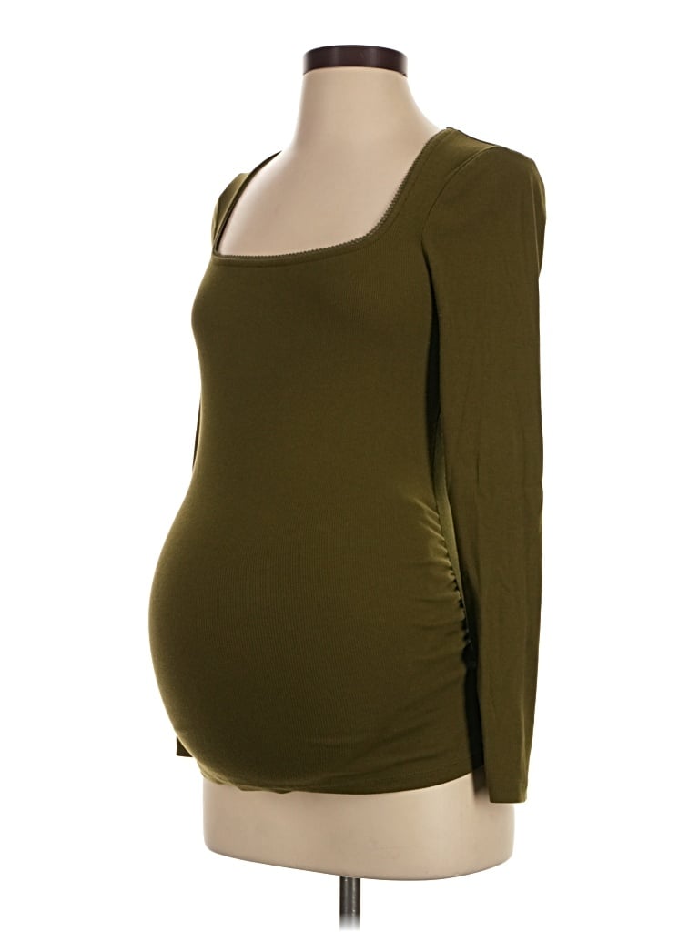 Pre-owned Old Navy - Maternity Long Sleeve Top Green Sweetheart Neckline Tops