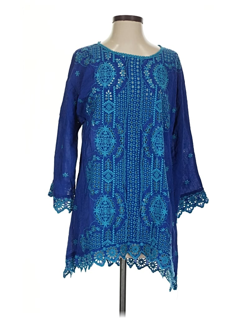 Pre-owned John Mark 3/4 Sleeve Blouse In Blue