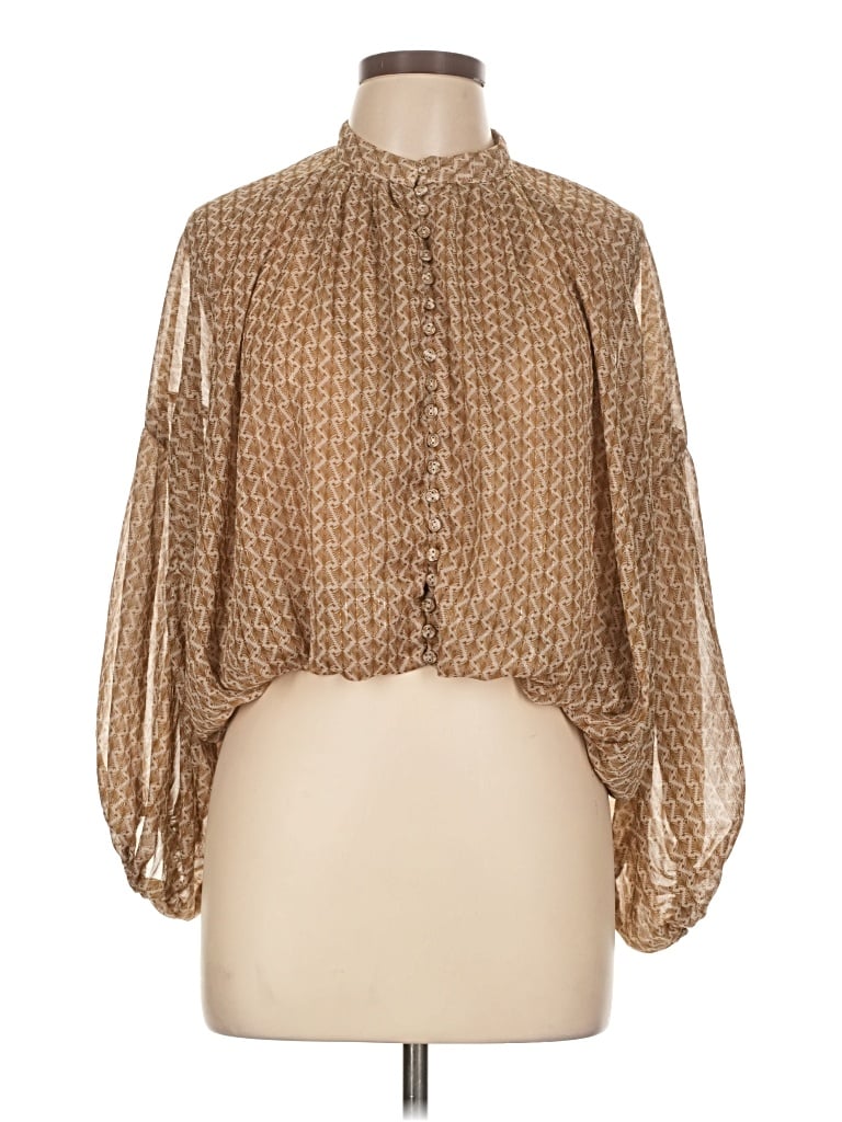 Pre-owned Kourt 3/4 Sleeve Blouse In Brown