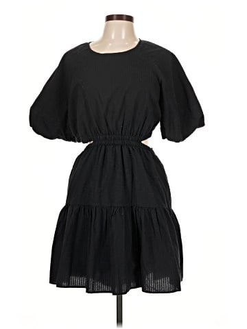 Madewell Seersucker Puff-Sleeve Cutout Mini Dress (view 1)