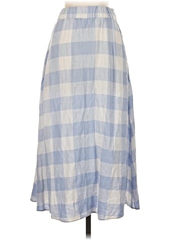 Madewell Linen-Blend Side-Button Midi Skirt in Gingham Check (view 2)