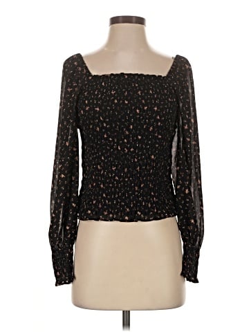 Madewell (Re)sourced Georgette Lucie Bubble-Sleeve Smocked Top in Stem Scatter (view 1)