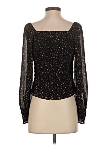 Madewell (Re)sourced Georgette Lucie Bubble-Sleeve Smocked Top in Stem Scatter (view 2)