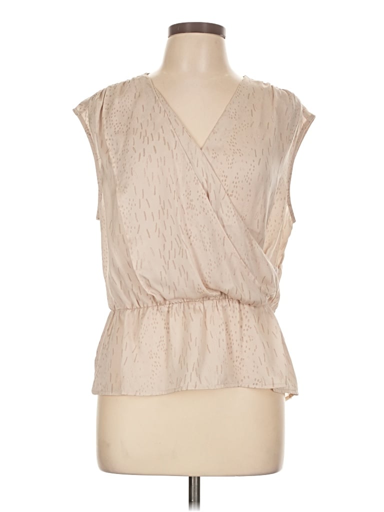 Pre-owned H By Halston Sleeveless Blouse In Tan