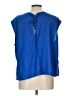 Halston 100% Polyester Blue Short Sleeve Blouse Size L - photo 2