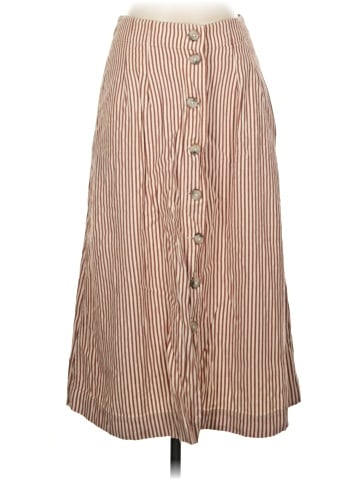 Madewell Patio Button-Front Midi Skirt in Clay Stripe (view 1)