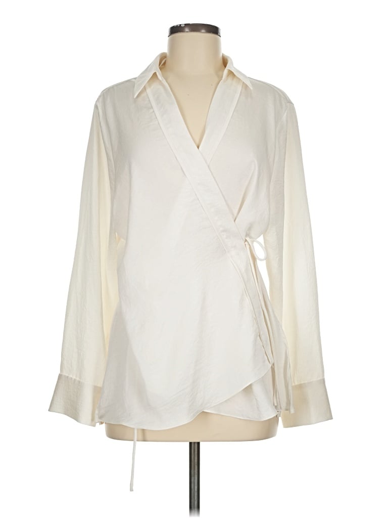 Pre-owned Zara Long Sleeve Blouse In Ivory