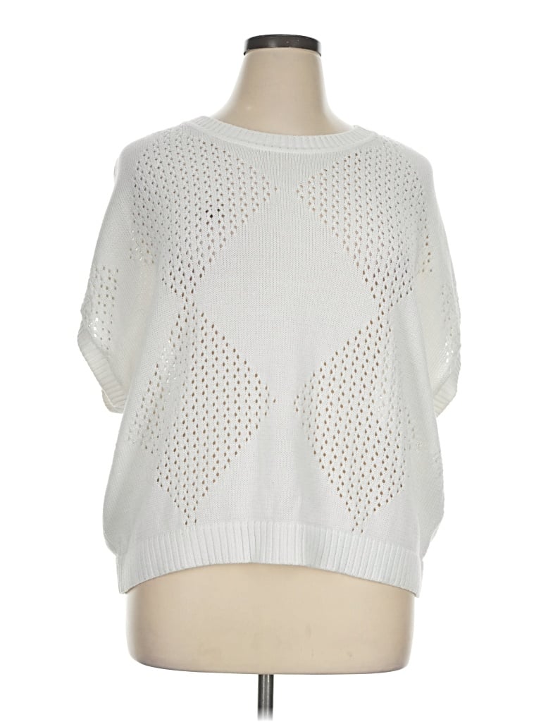 Pre-owned Evolution By Cyrus Pullover Sweater In White