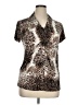 Slinky Brand Animal Print Brown Short Sleeve Turtleneck Size XL - photo 1