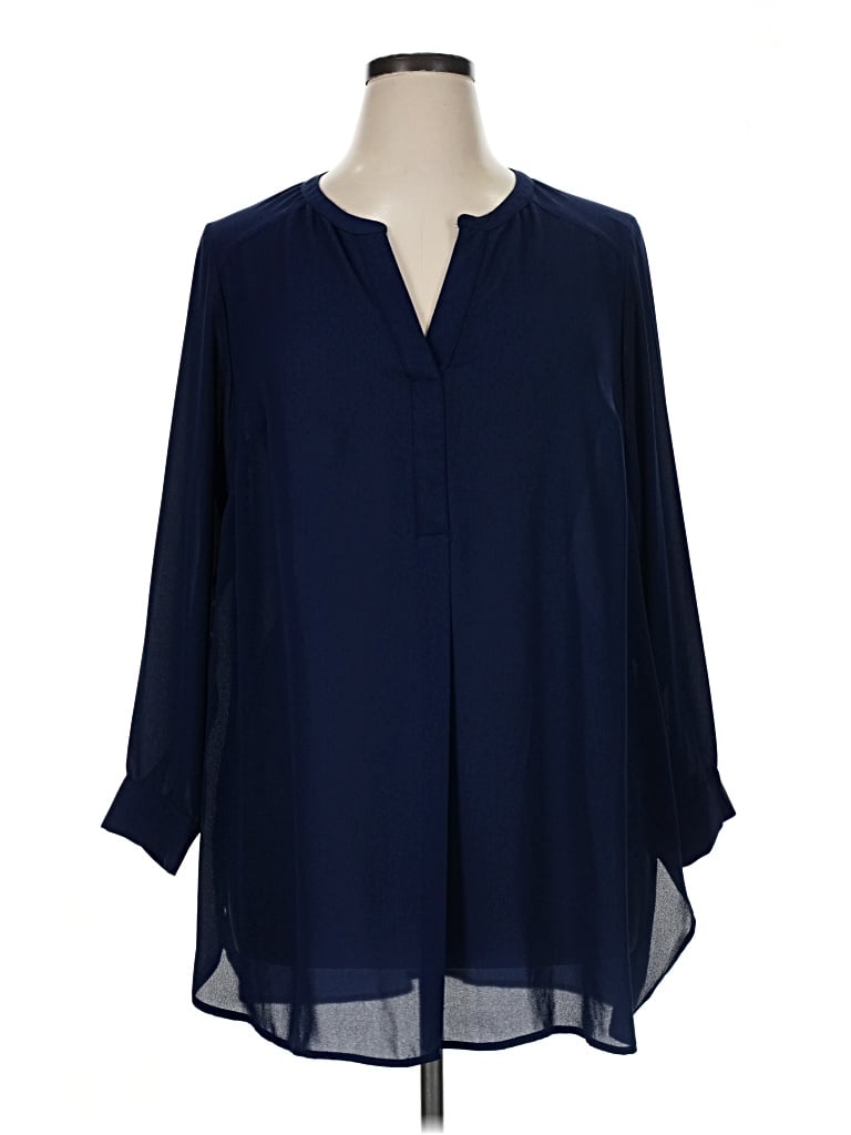 Pre-owned Dr2 3/4 Sleeve Blouse In Blue
