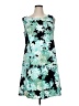 Connected Apparel Print Teal Cocktail Dress Size 14 - photo 1